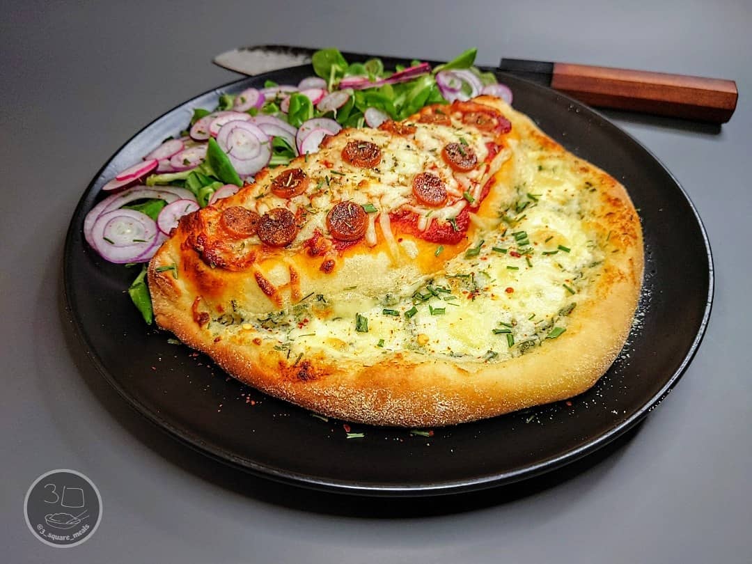Creamy Tarragon Meat-Free Calzone with Garlic Bread