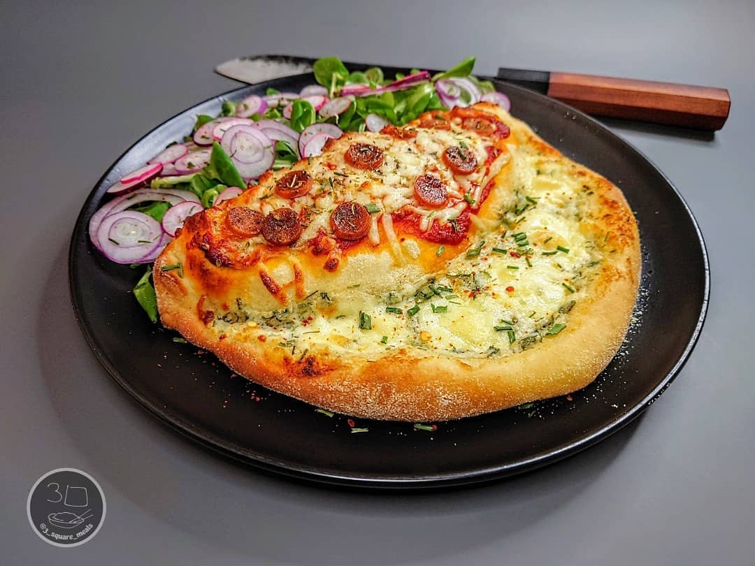 Creamy Tarragon Meat-Free Calzone with Garlic Bread