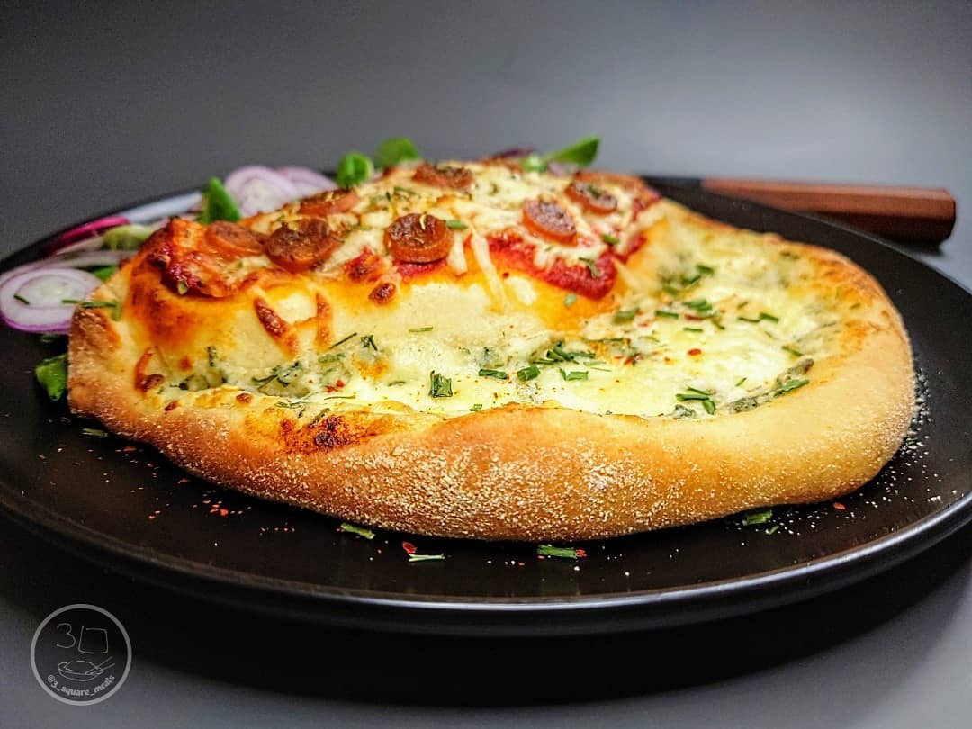 Creamy Tarragon Meat-Free Calzone with Garlic Bread