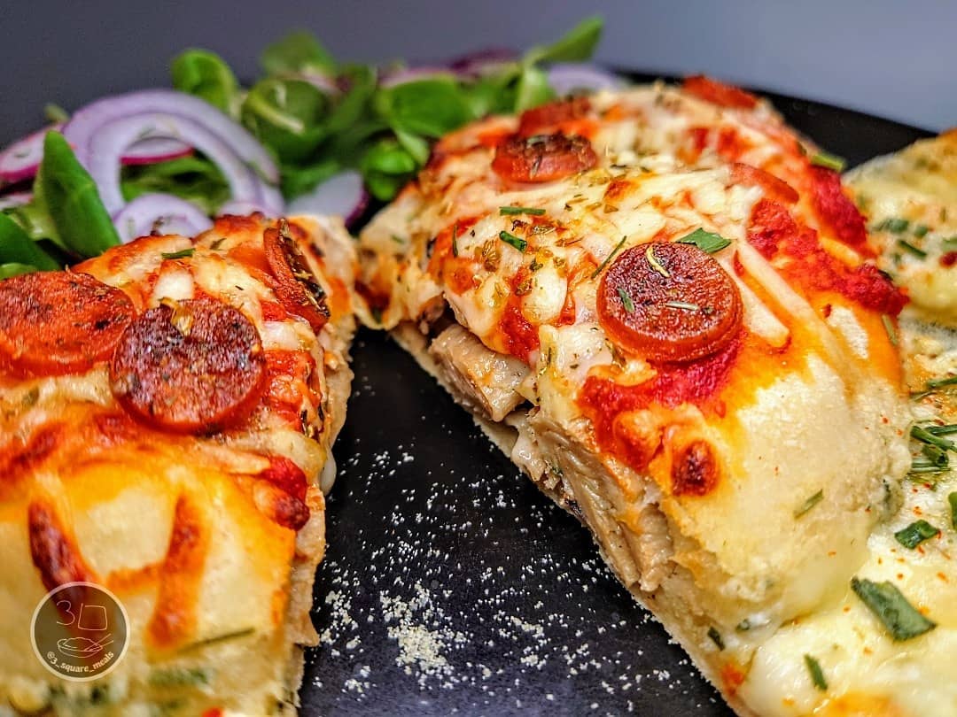 Creamy Tarragon Meat-Free Calzone with Garlic Bread