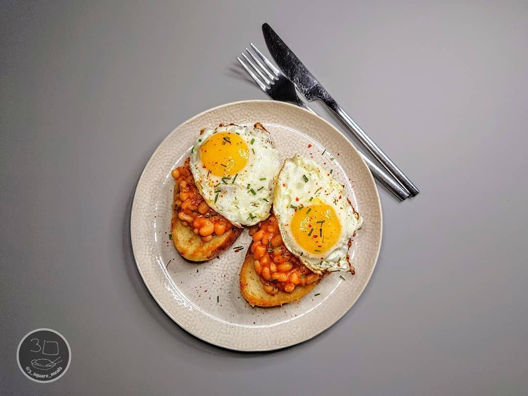 Fried Bread with Eggs and Beans