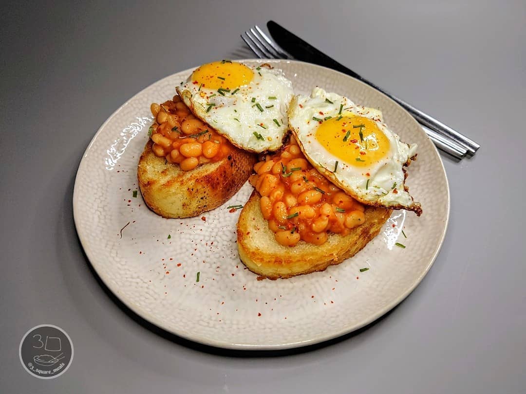 Fried Bread with Eggs and Beans