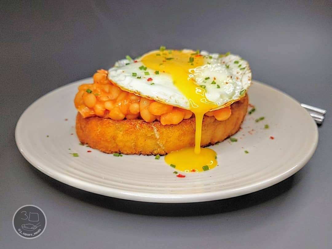 Fried Bread with Egg and Beans