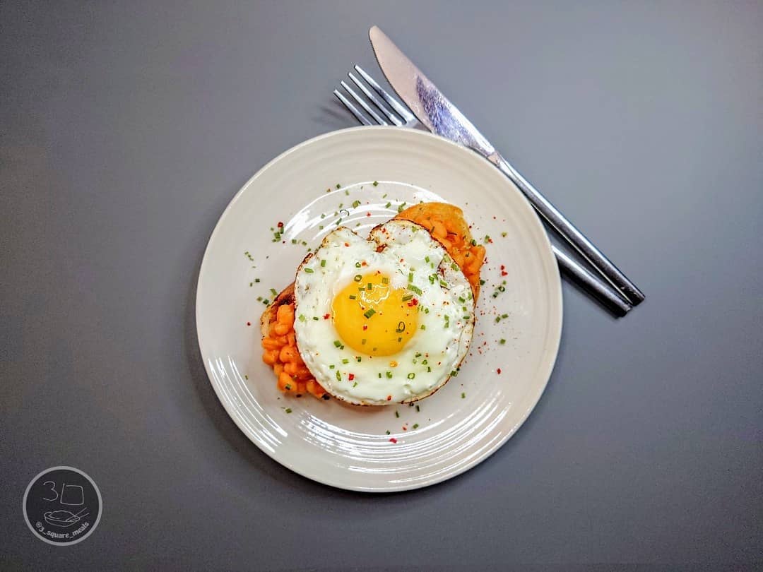Fried Bread with Egg and Beans