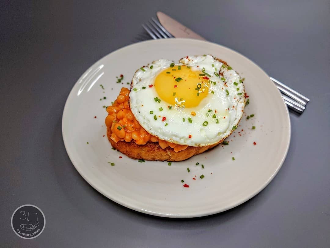 Fried Bread with Egg and Beans