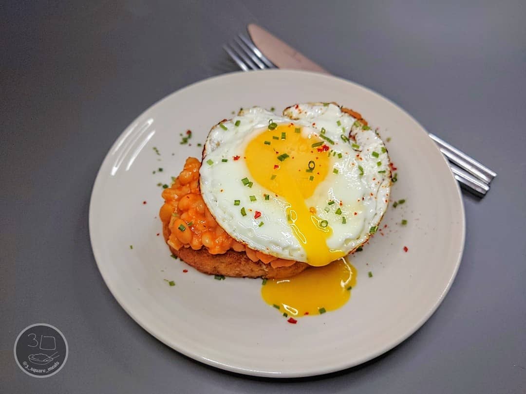 Fried Bread with Egg and Beans