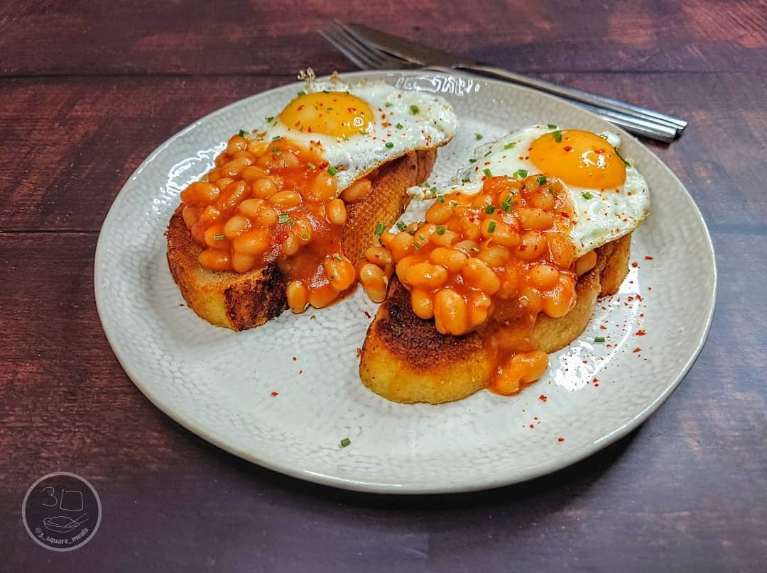 Fried Bread with Eggs and Beans