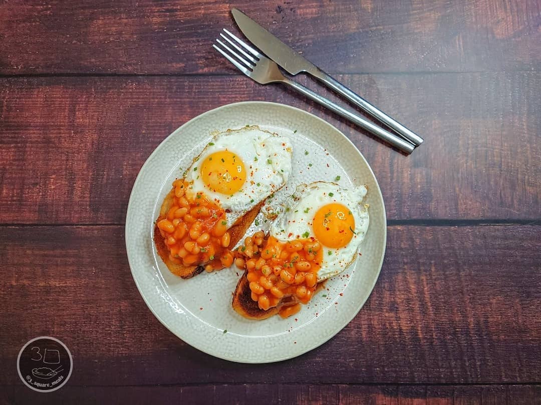 Fried Bread with Eggs and Beans
