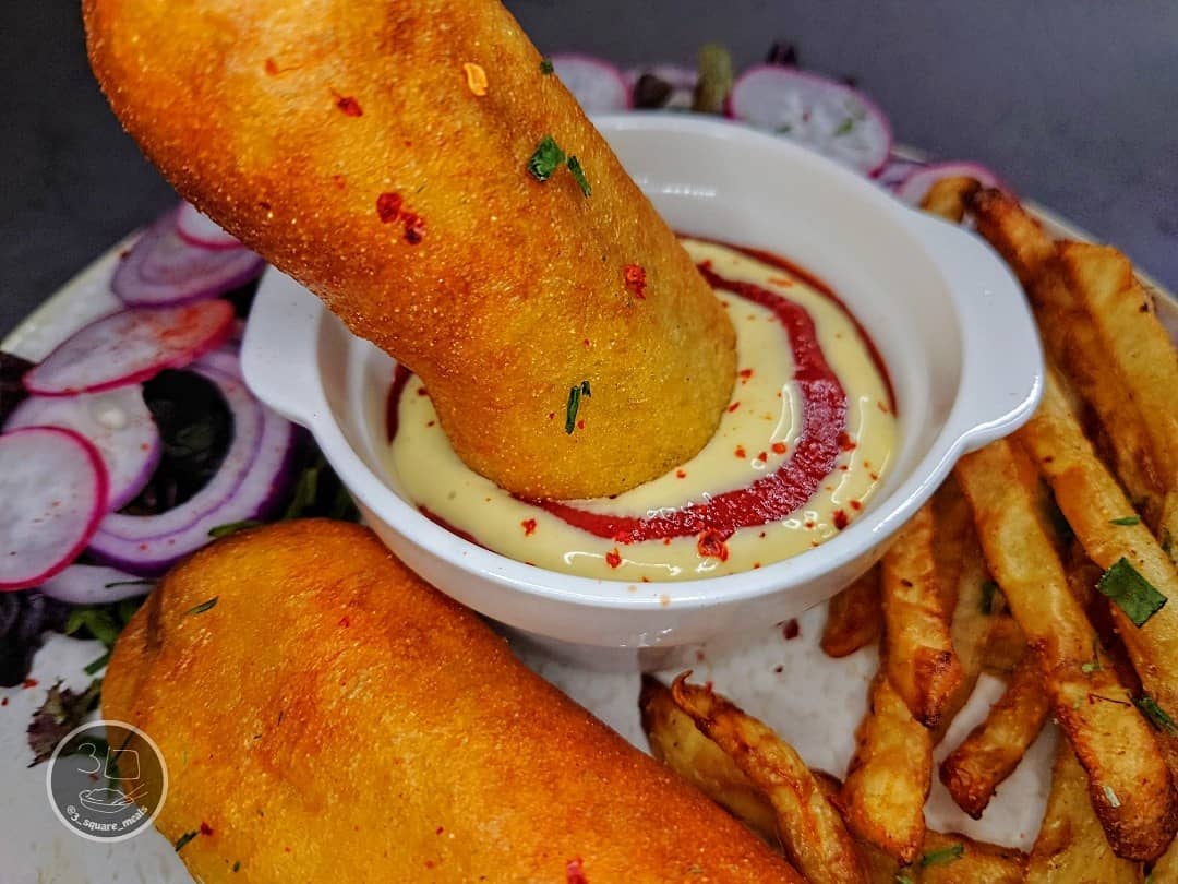 Homemade Meat-Free Corn Dogs with Fries