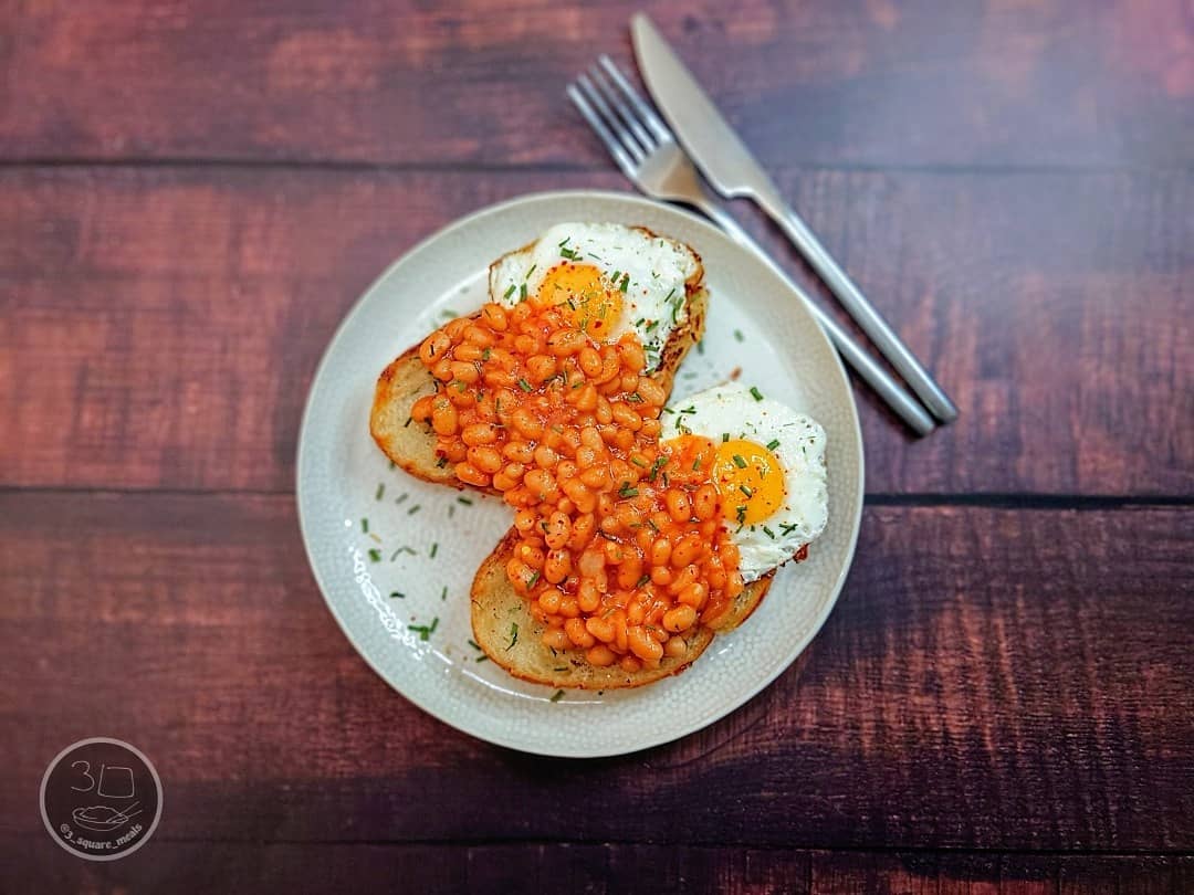 Fried Bread with Eggs and Beans