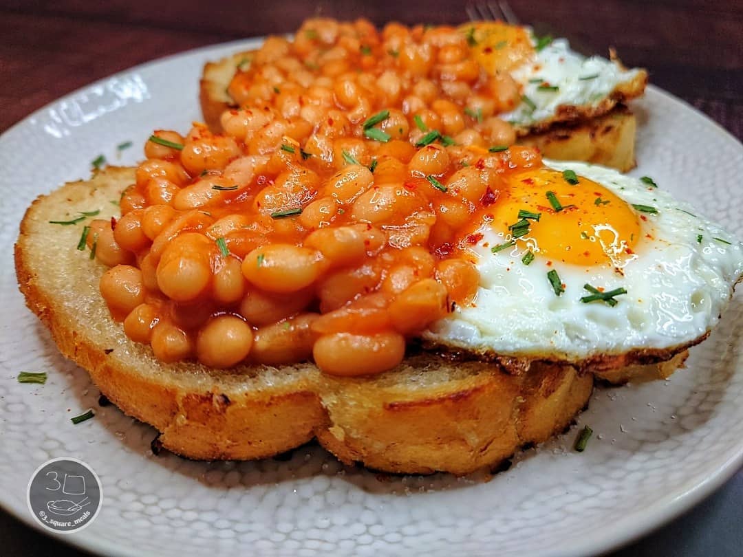 Fried Bread with Eggs and Beans