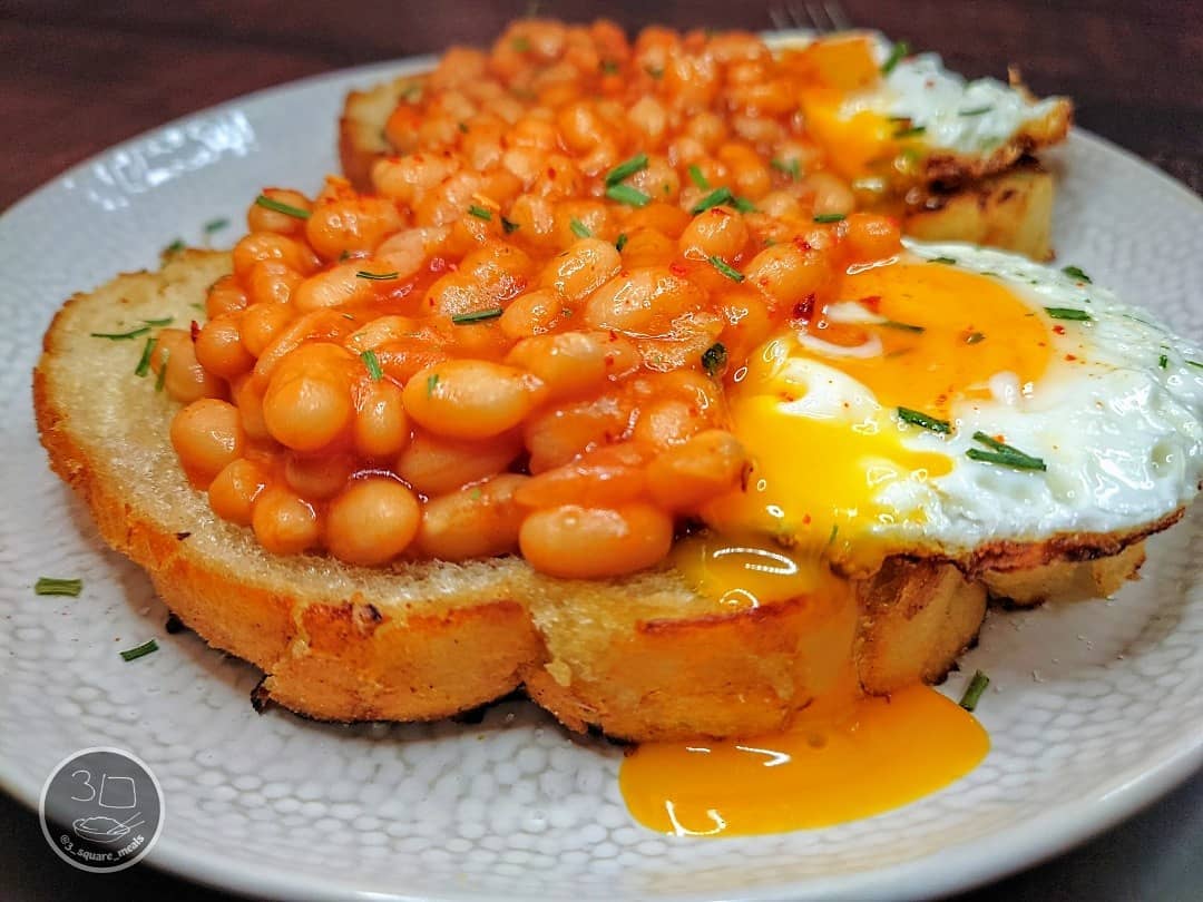 Fried Bread with Eggs and Beans
