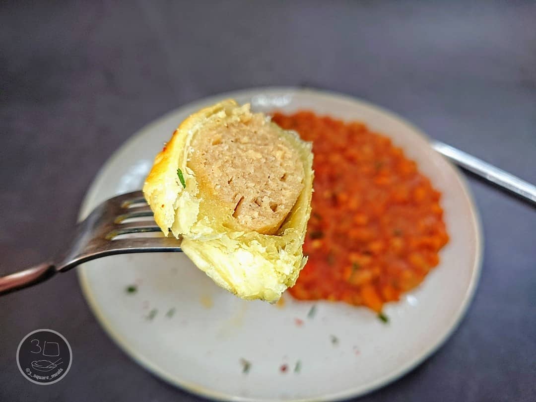 Vegetarian Jumbo Sausage Roll with Beans