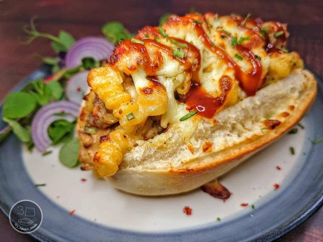 Vegetarian Carbonara Baguette Sandwich