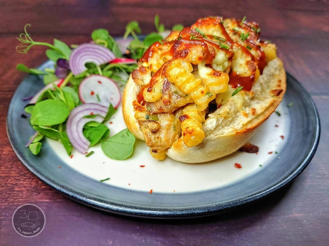 Vegetarian Carbonara Baguette Sandwich