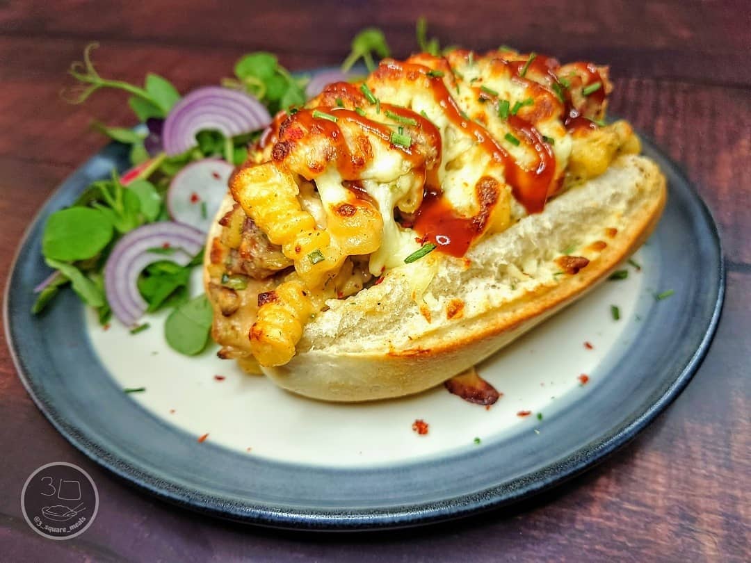 Vegetarian Carbonara Baguette Sandwich