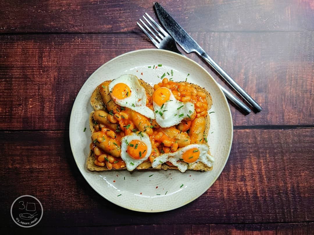 Sausage, Egg, and Beans on Toast