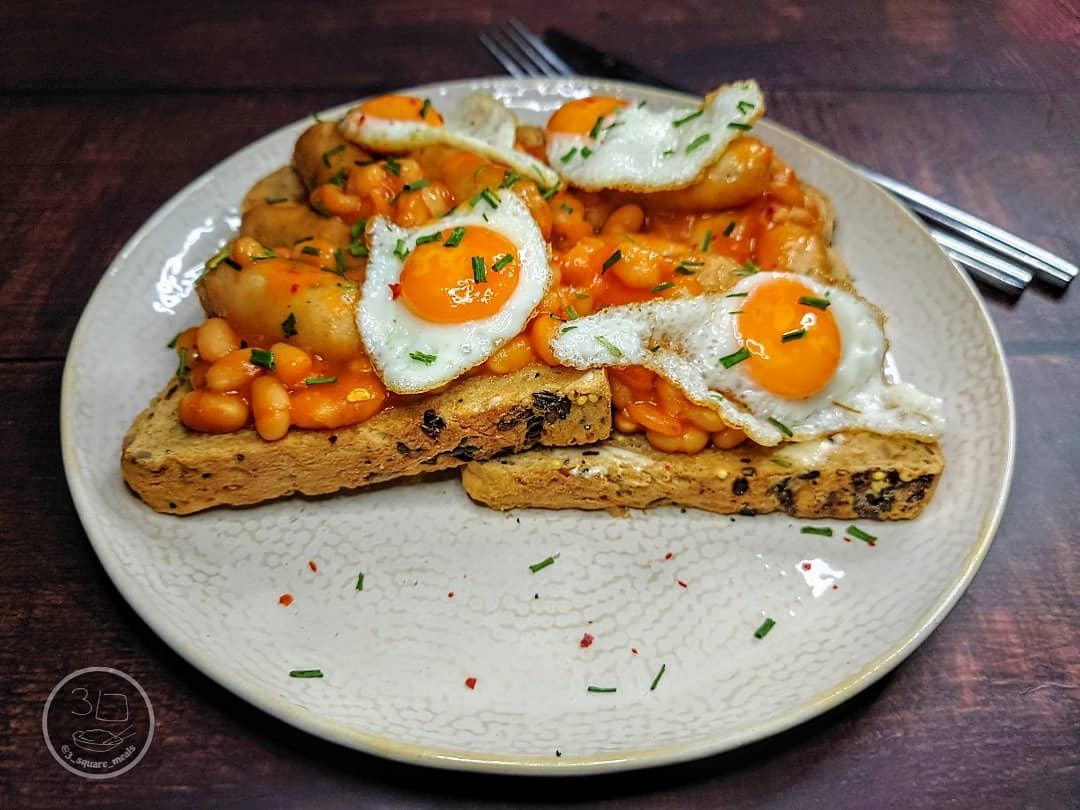 Sausage, Egg, and Beans on Toast