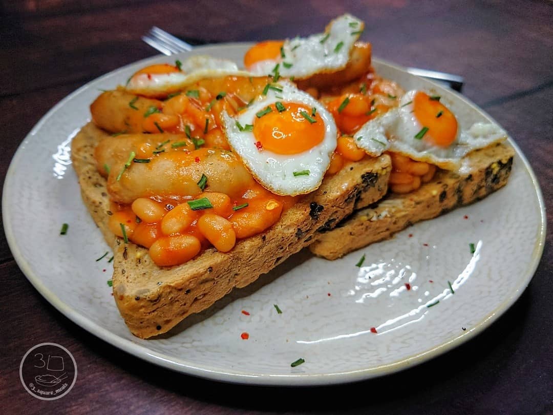 Sausage, Egg, and Beans on Toast