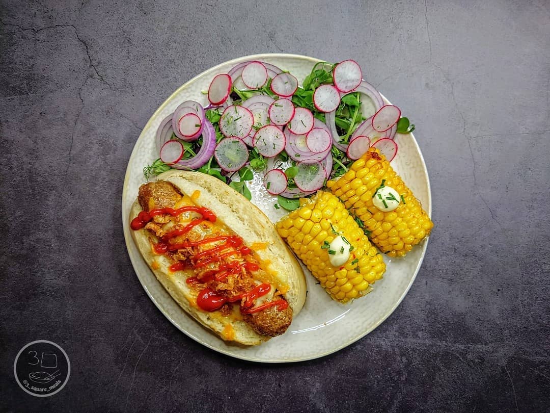 Five Cheese Hot Dog with Corn