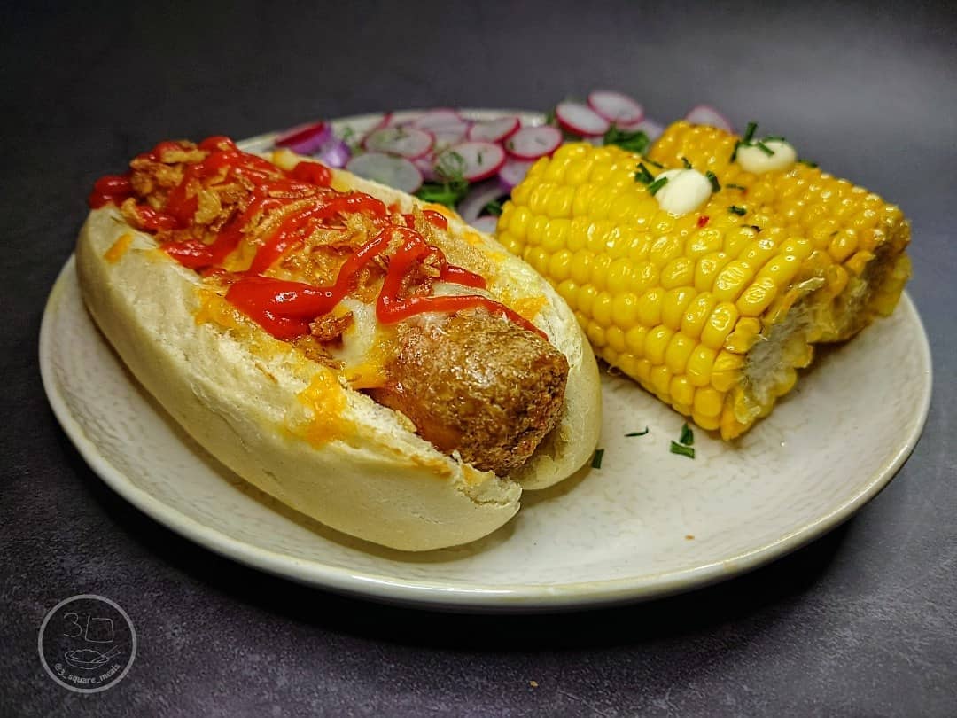 Five Cheese Hot Dog with Corn