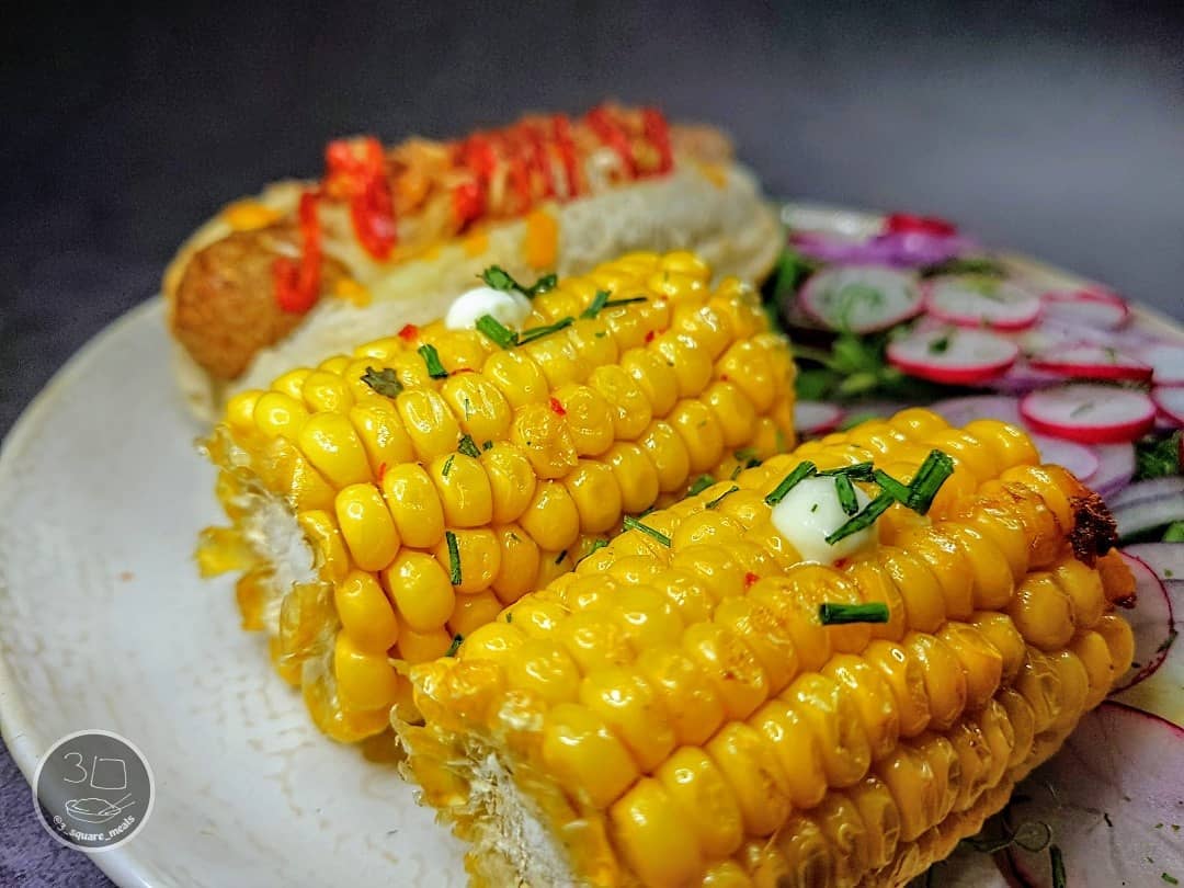 Five Cheese Hot Dog with Corn