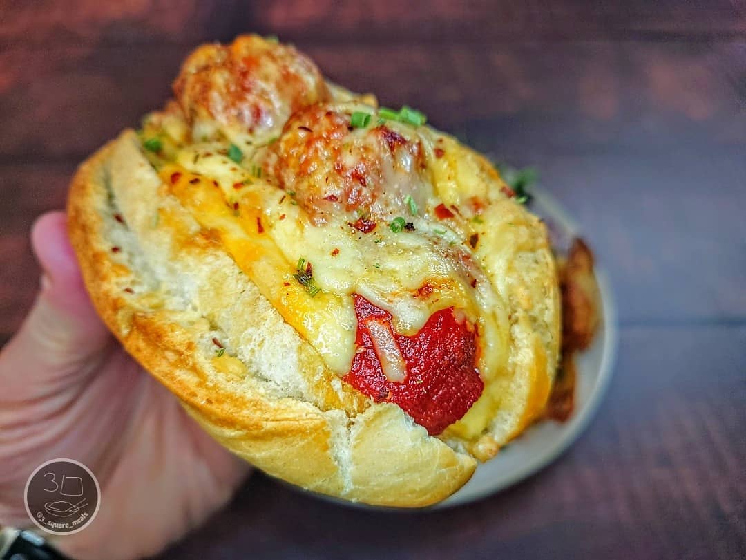 Vegetarian Meatball Marinara Sandwich with Fries