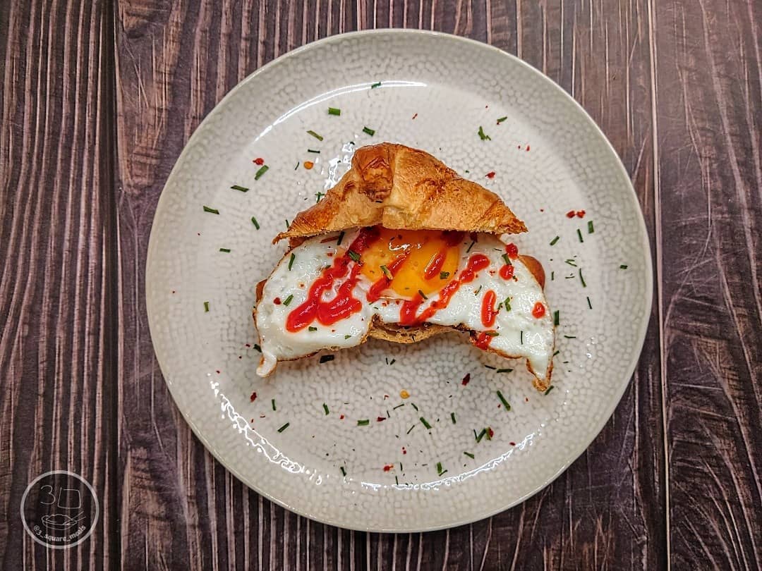 Fried Egg Croissant Breakfast