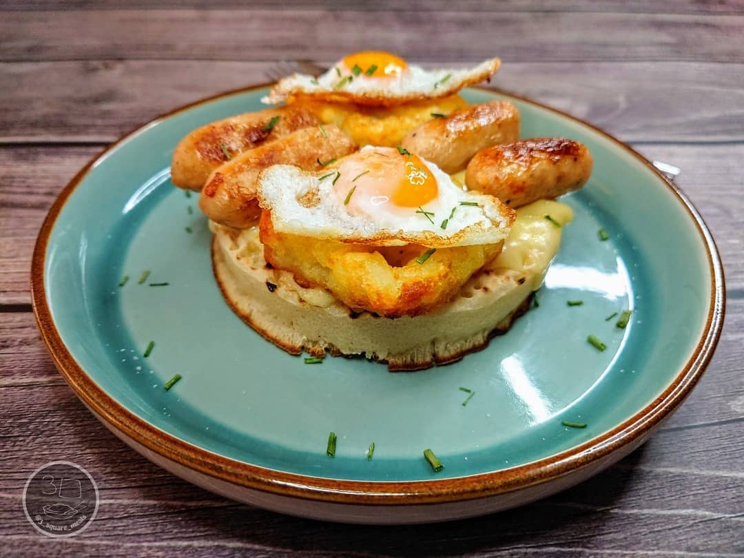 Grilled Giant Crumpet Breakfast Dish