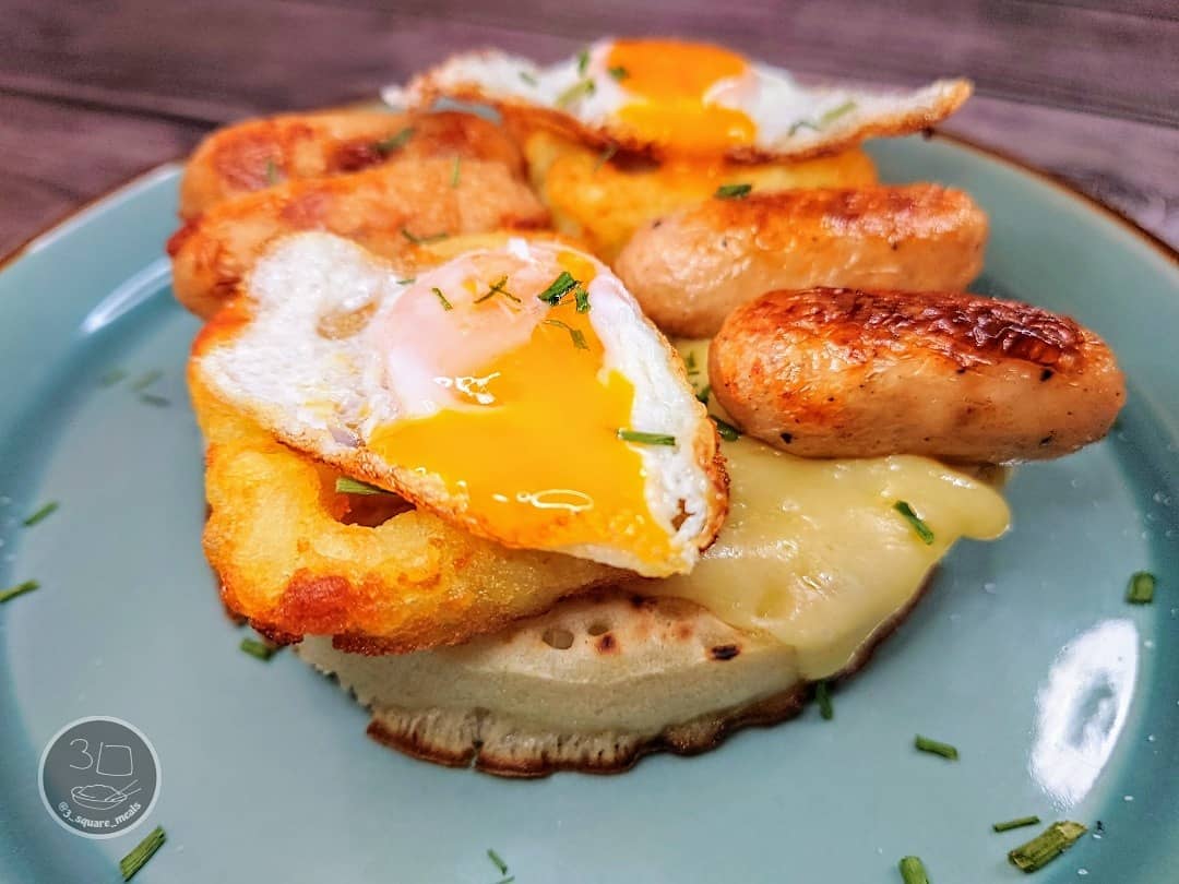 Grilled Giant Crumpet Breakfast Dish
