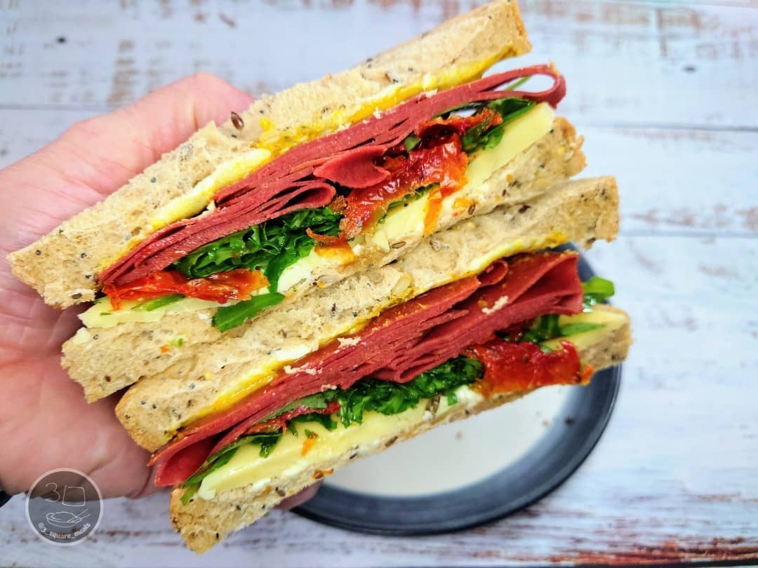 Vegetarian Pastrami Sandwich with Tomatoes