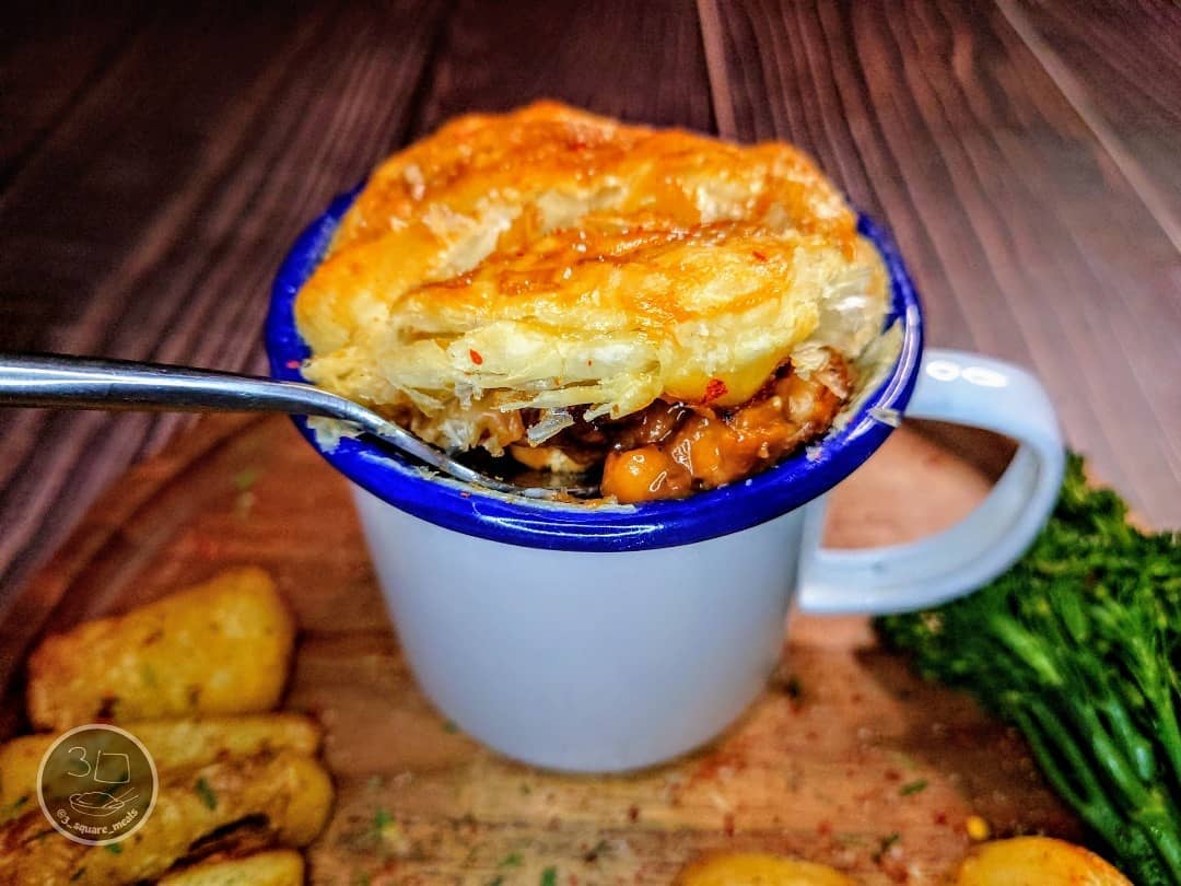 Vegetarian Mug Pie with Baked Beans