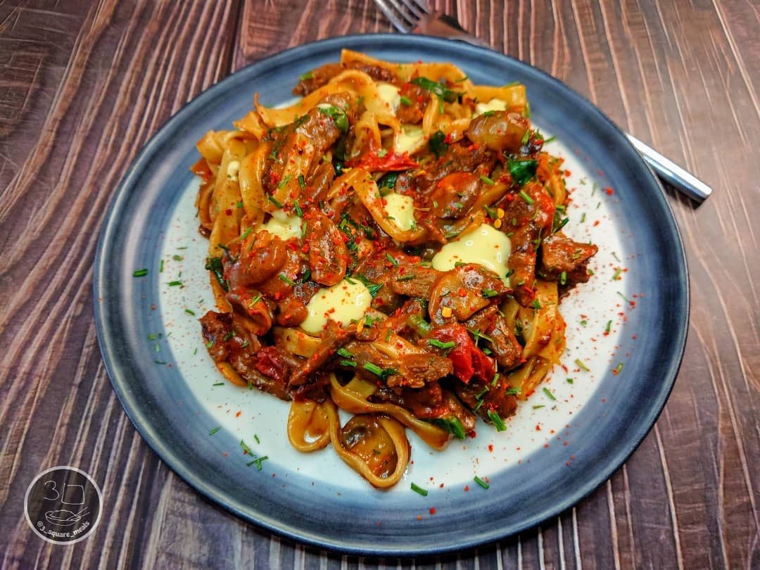 Beefless Tagliatelle with Vegetables and Sauce