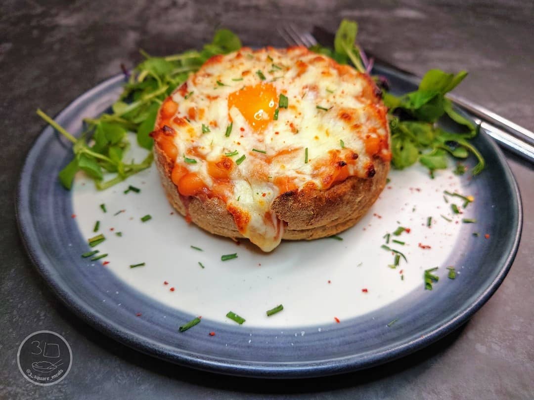 Breakfast Boat with Egg, Beans, and Cheese