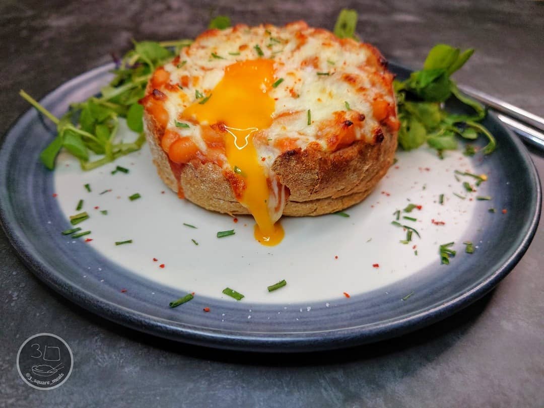 Breakfast Boat with Egg, Beans, and Cheese