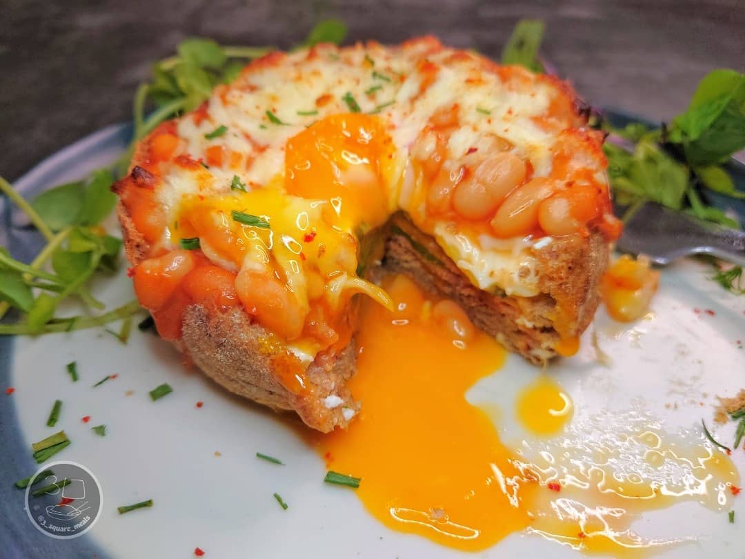 Breakfast Boat with Egg, Beans, and Cheese