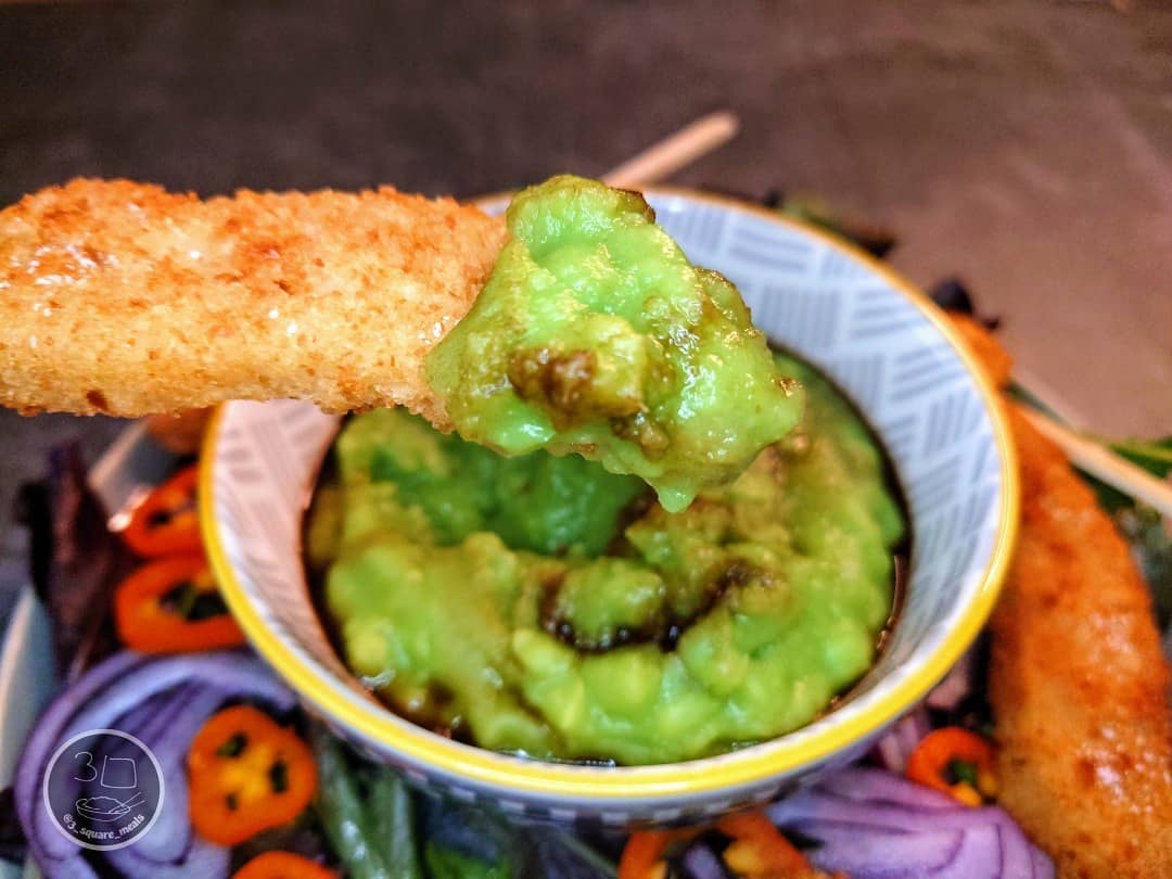 Vegetarian Fishless Goujons with Peas and Salad