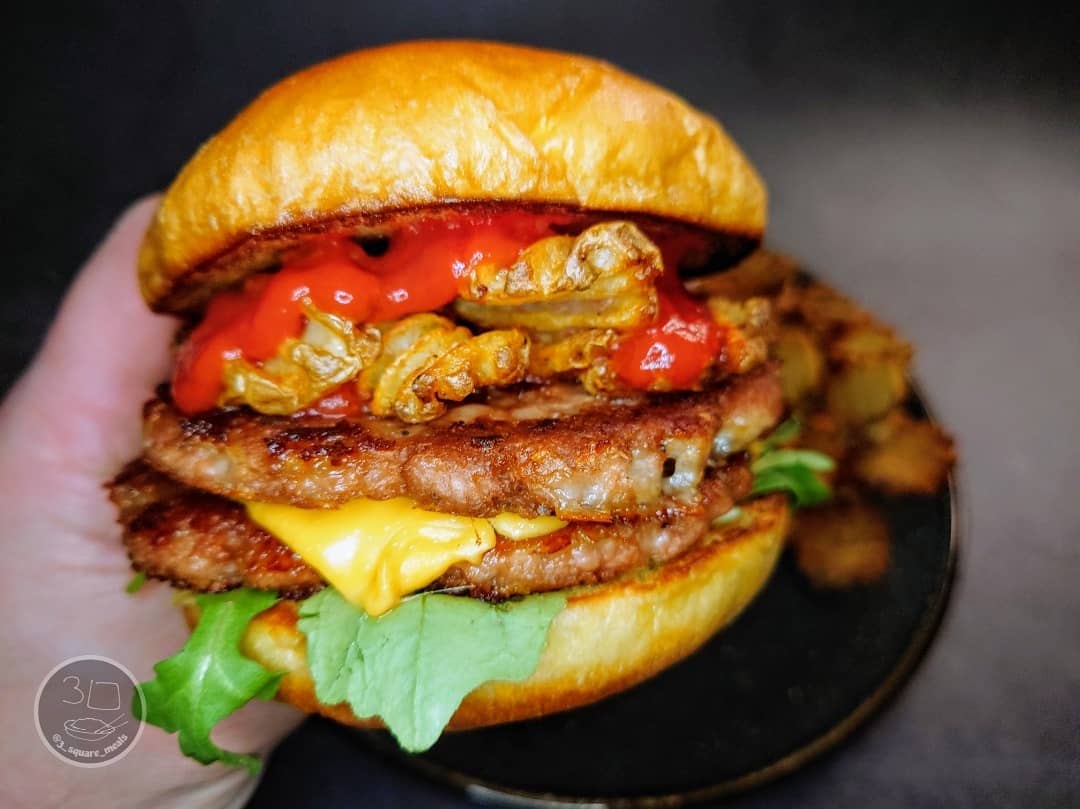 Double Mozzarella Burger with Waffle Fries