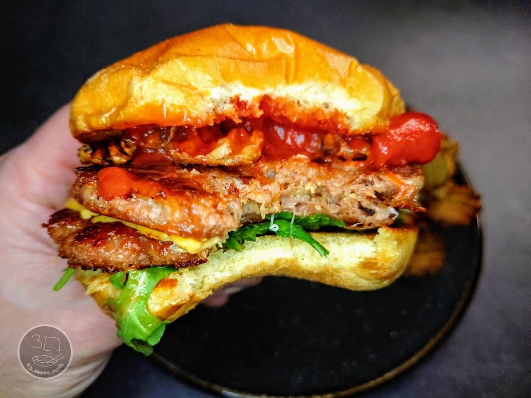 Double Mozzarella Burger with Waffle Fries