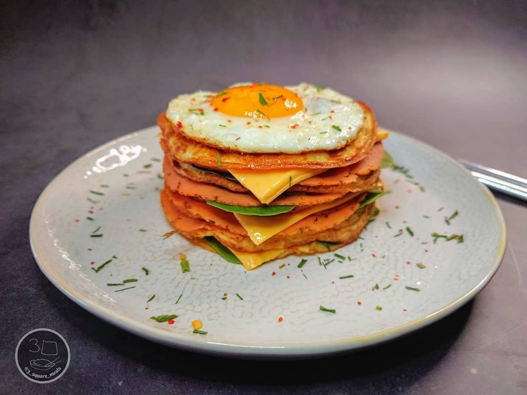 Ham and Spinach Omelette Stack