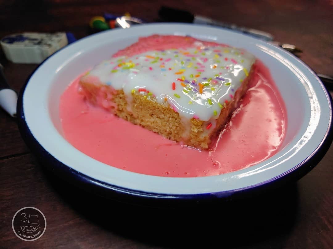 Baked School Cake and Pink Custard Oats