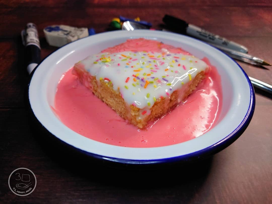 Baked School Cake and Pink Custard Oats