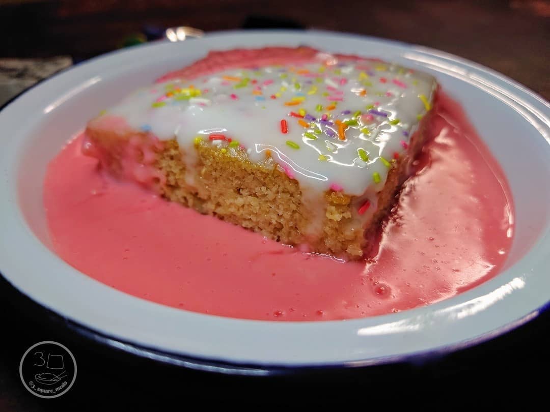 Baked School Cake and Pink Custard Oats