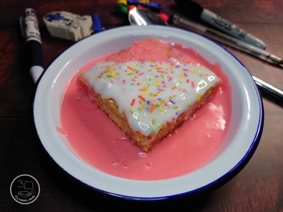 Baked School Cake and Pink Custard Oats