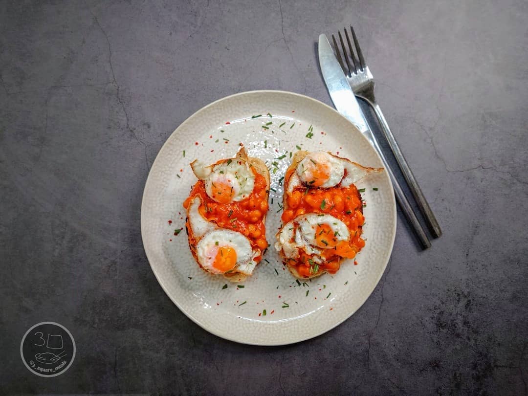 Beans and Eggs on Tiger Toast