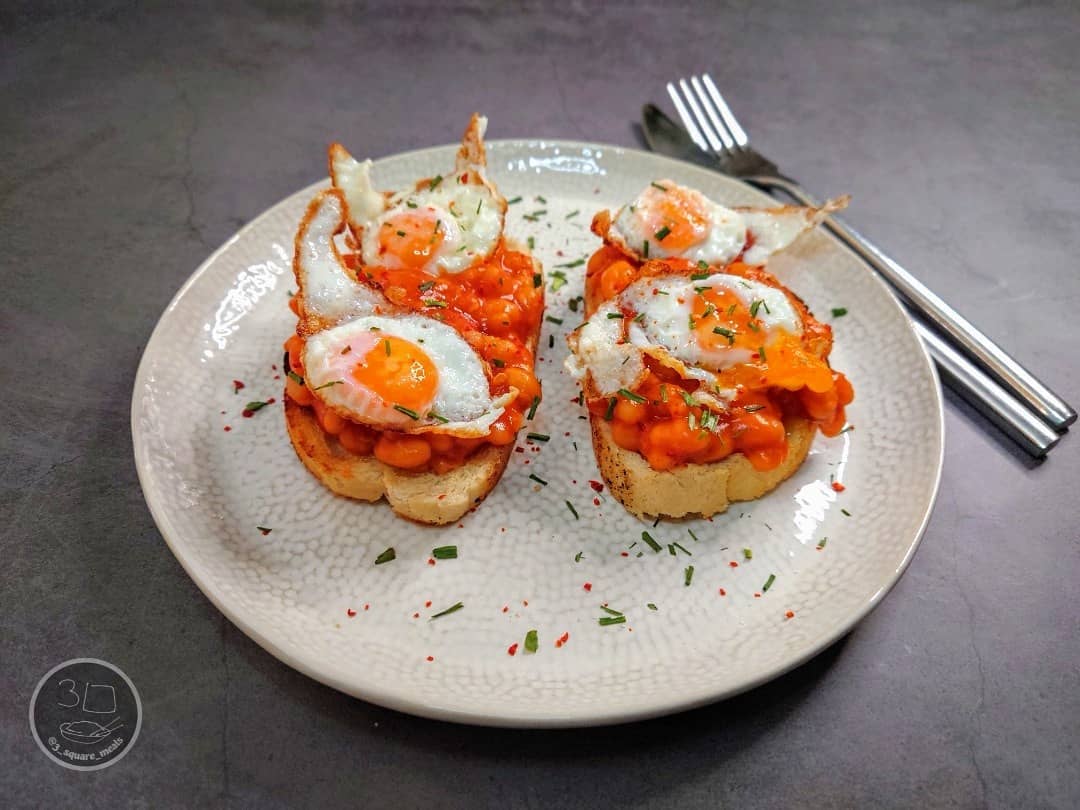 Beans and Eggs on Tiger Toast
