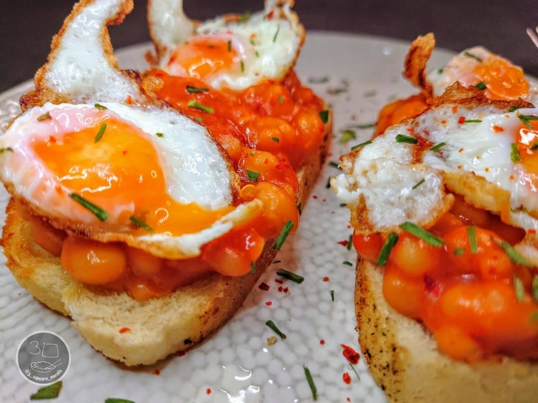 Beans and Eggs on Tiger Toast
