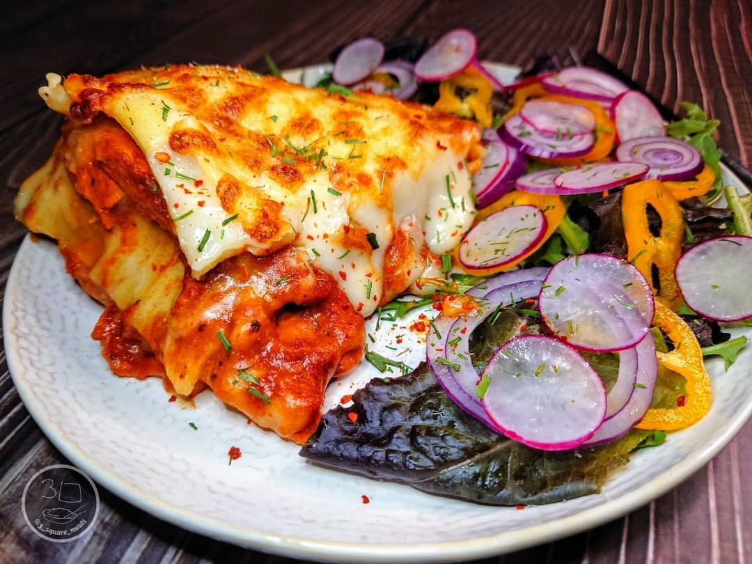 Tikka Lasagne with Tikka Strips and Cheese