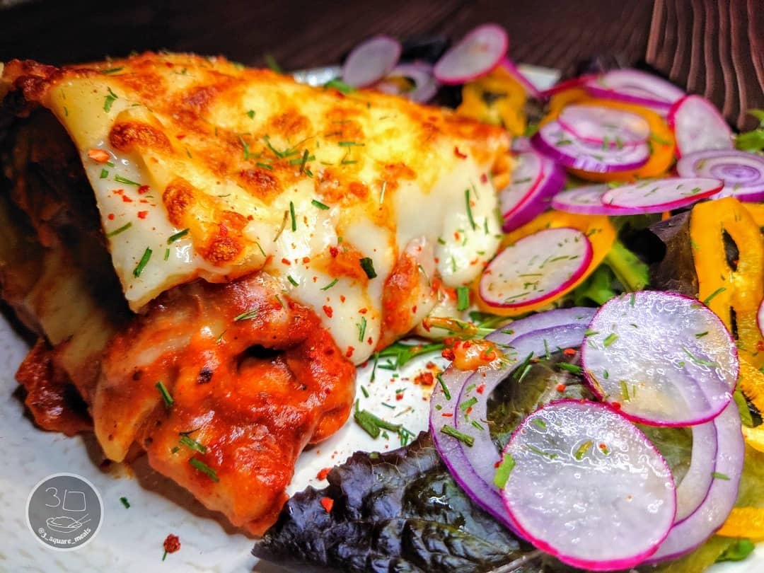 Tikka Lasagne with Tikka Strips and Cheese