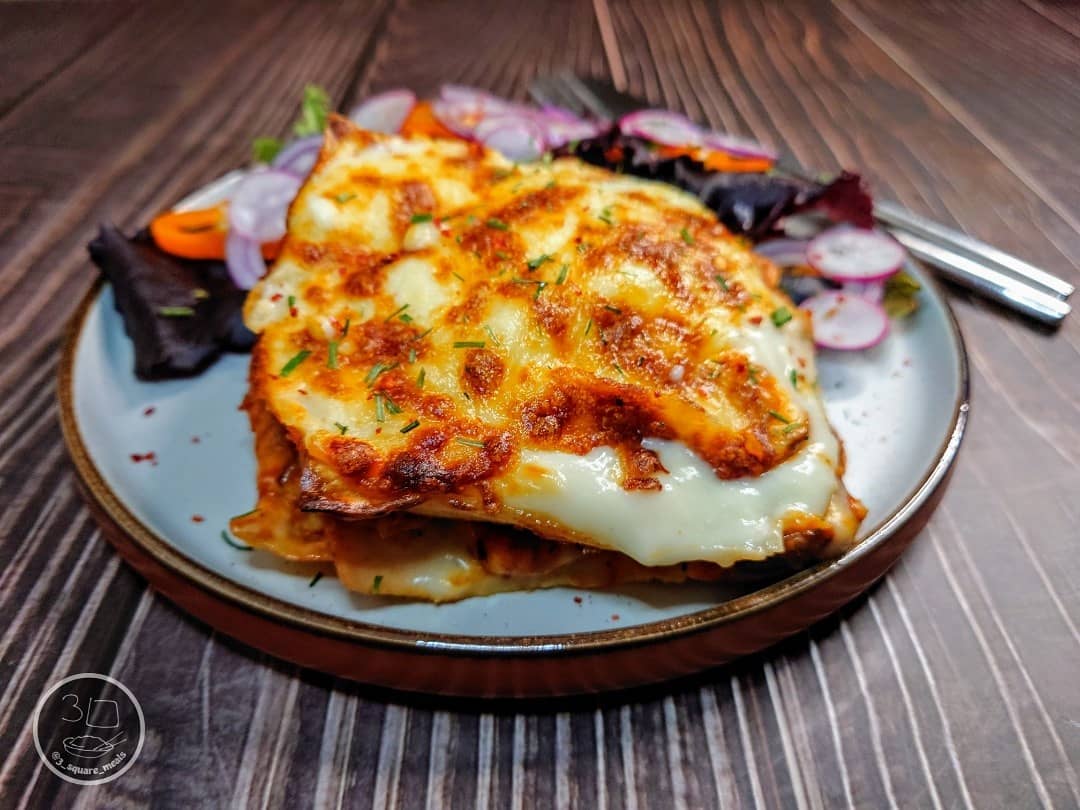Tikka Lasagne with Tikka Strips and Cheese Sauce